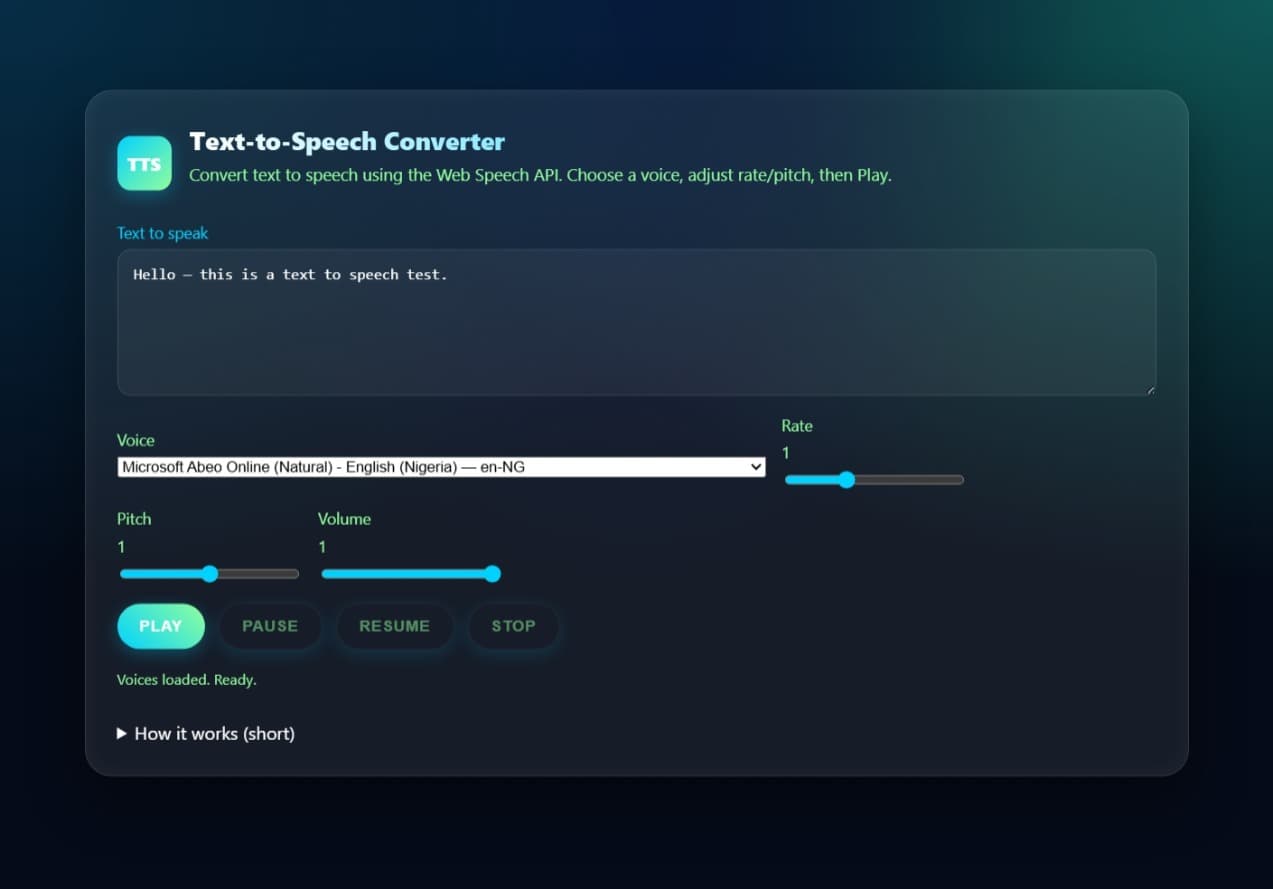 Text-to-Speech screenshot