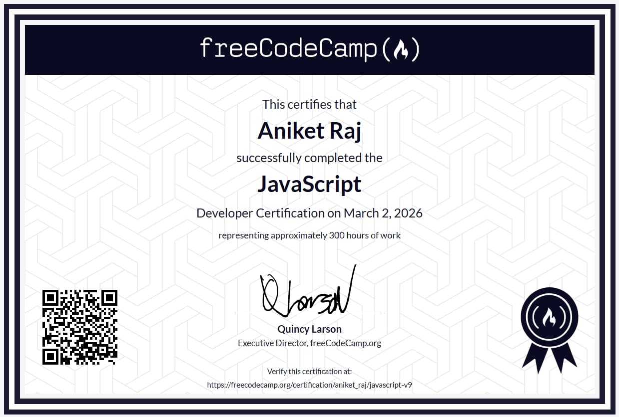 Freecodecamp Javascript Certification