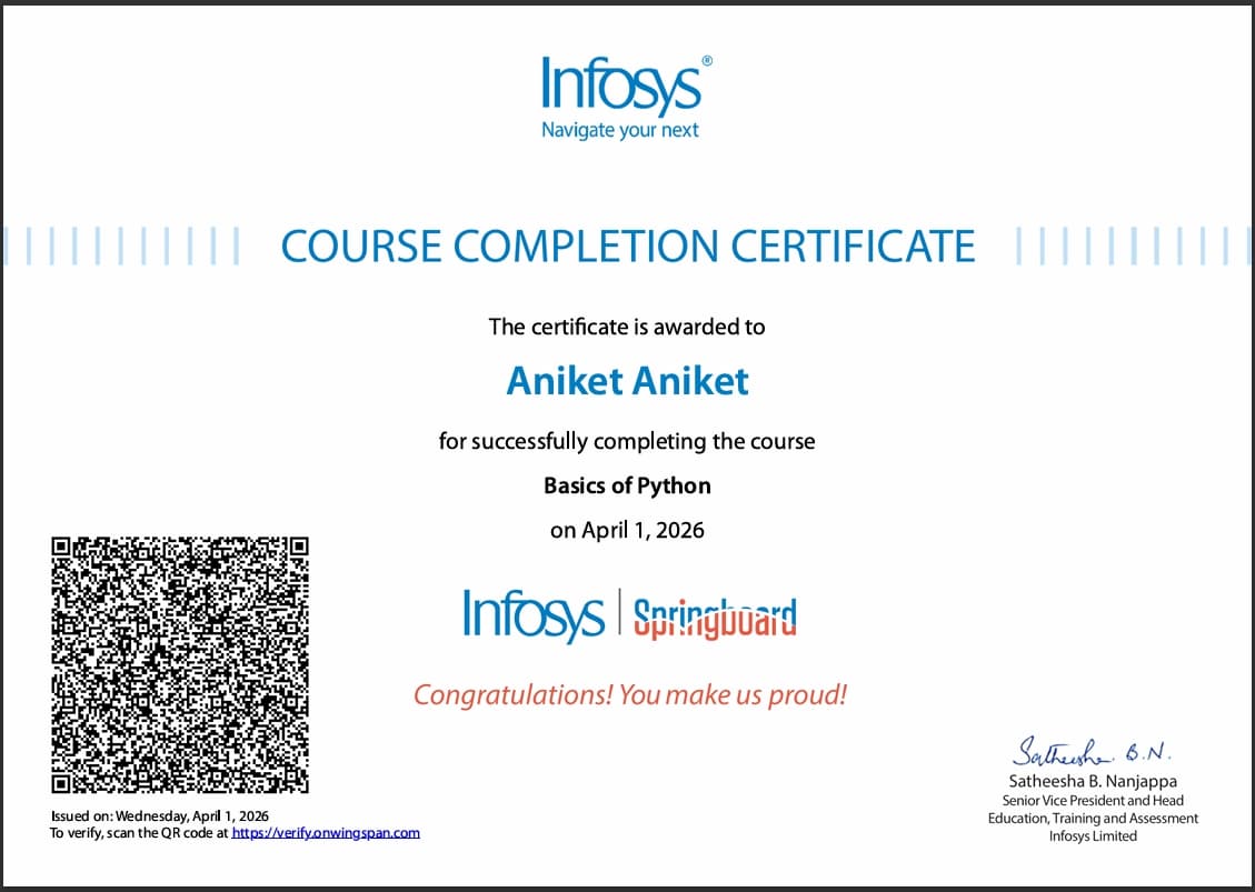 Python Certification With Infosys